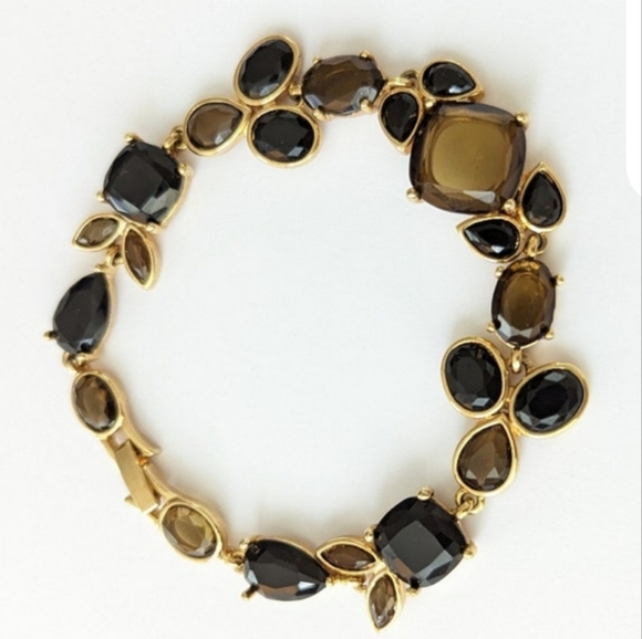 Authentic Original Vintage Style Jewelry - VINTAGE Gold Tone and Brown Stone Chunky Costume Jewelry